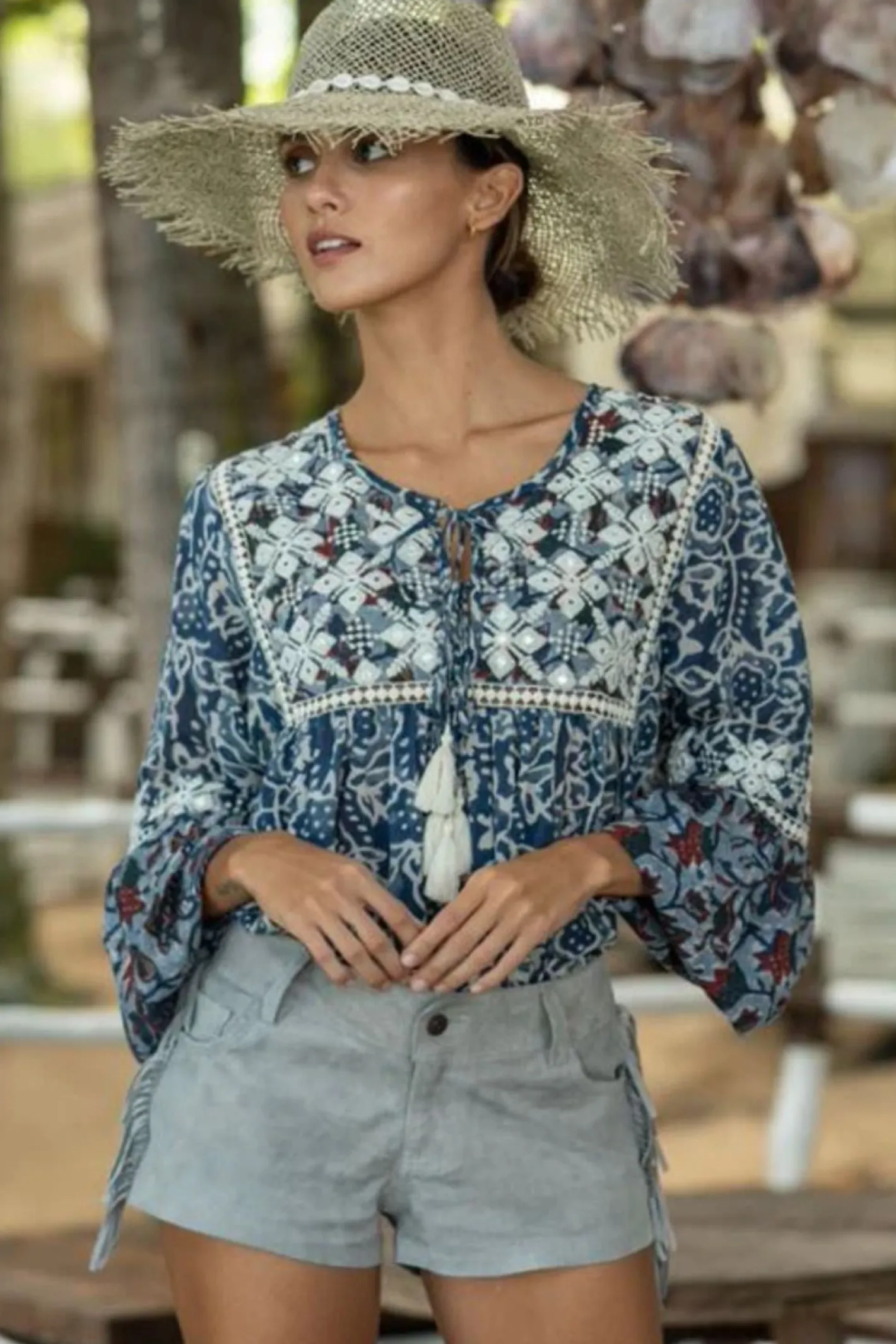 Miss June Aster Blouse - Blue - M22 Sale