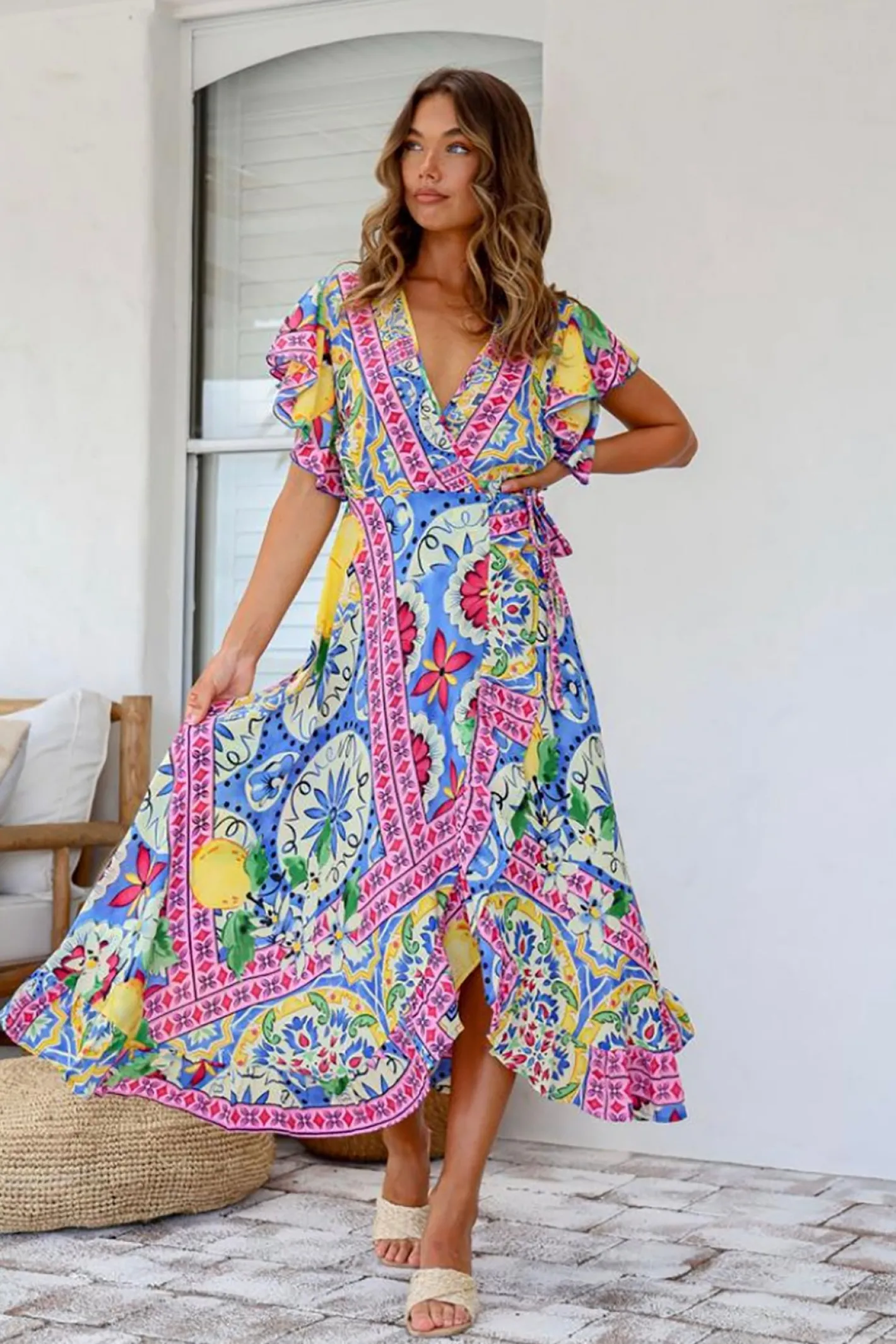 Lily T Ava Wrap Dress - Lemon - LT3 Online
