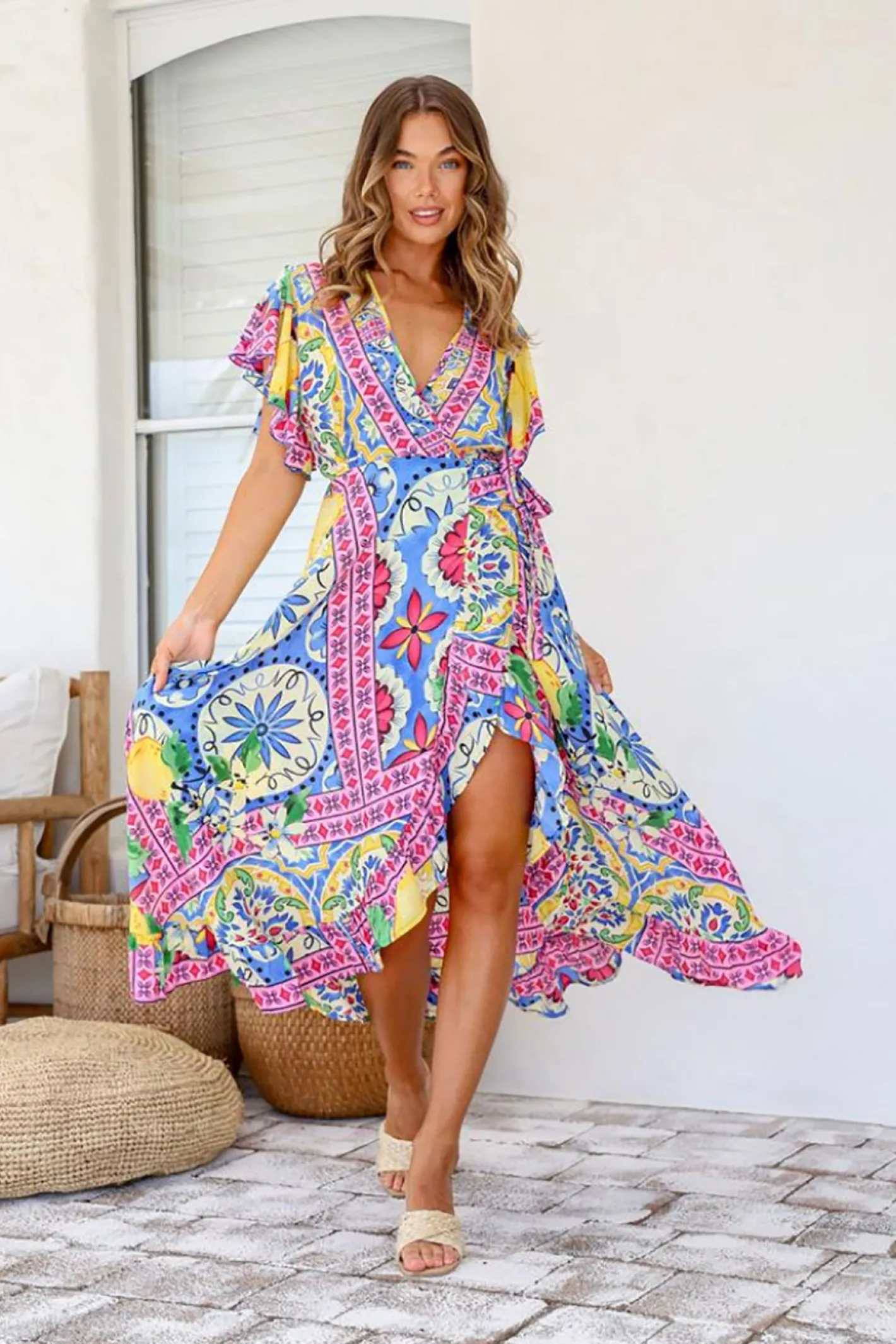 Lily T Ava Wrap Dress - Lemon - LT3 Online