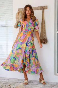 Lily T Ava Wrap Dress - Melon - LT3 Sale