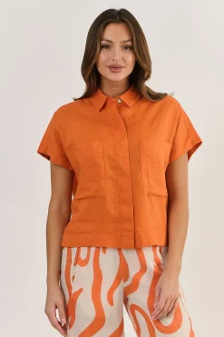 Naturals By O & J Aviva Linen Shirt - Tamarind - OJ46 Outlet