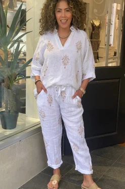 Cindy G Aztec Print Pants - White - CG43 New