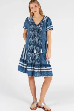 Lula Life Blakely Shirred Dress - Navy - LL45 Best