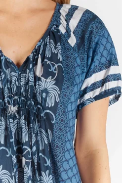 Lula Life Blakely Shirred Dress - Navy - LL45 Best