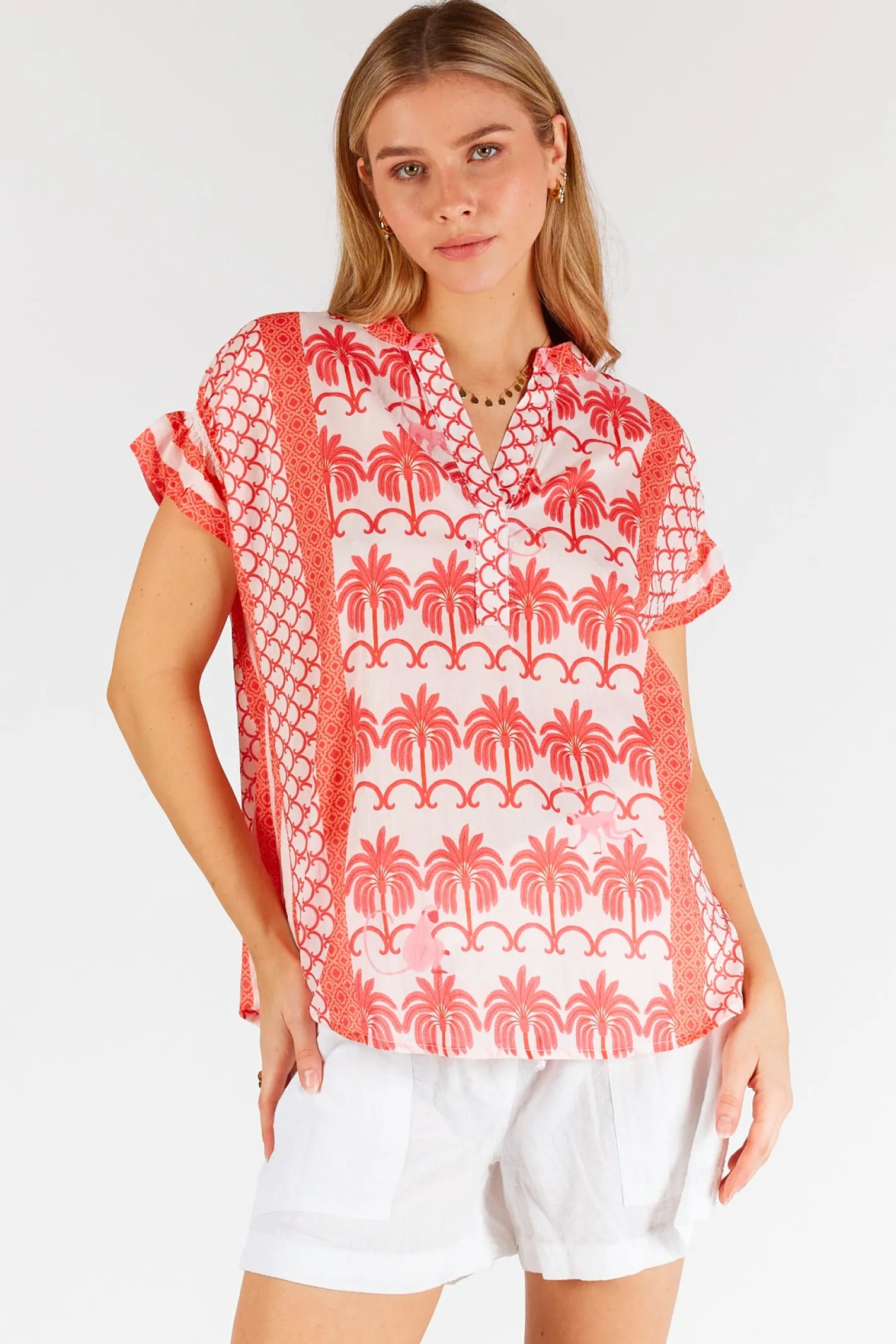 Lula Life Blakely Sleeveless Top - Melon - LL47 Hot