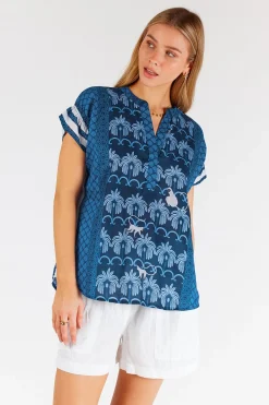 Lula Life Blakely Sleeveless Top - Navy - LL47 Discount