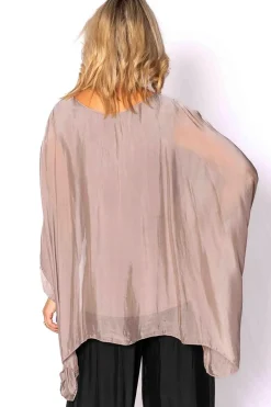 The Italian Closet Cameron Silk Top - Taupe - TIC7 Best