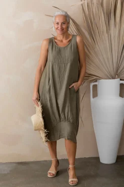 The Italian Cartel Camilla Linen Dress - Slate - IC46 Best