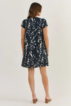 Naturals By O & J Cap Sleeve Linen Dress - Universe - OJ3 Online