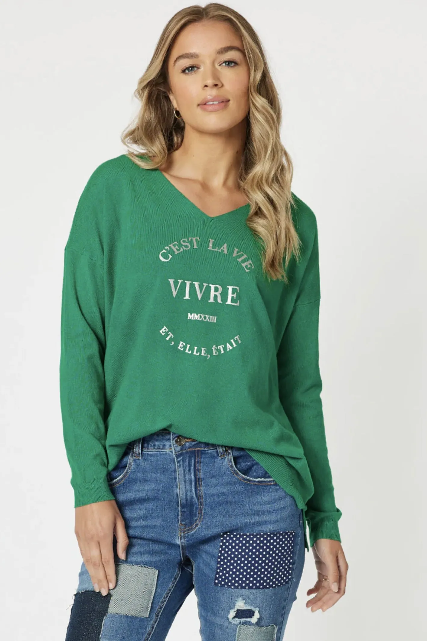 Threadz Cest La Vie Sweat - Ivy - TZ21 Sale