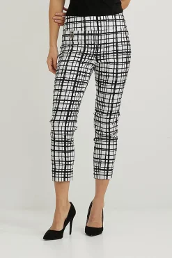 Joseph Ribkoff Checked Cropped Pants - Black & White - JR123 Discount