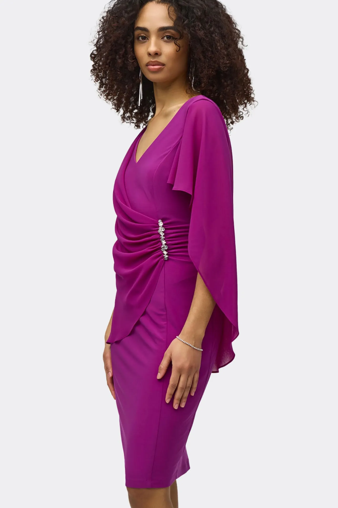 Joseph Ribkoff Chiffon Cape Dress - Empress - JR34 Hot
