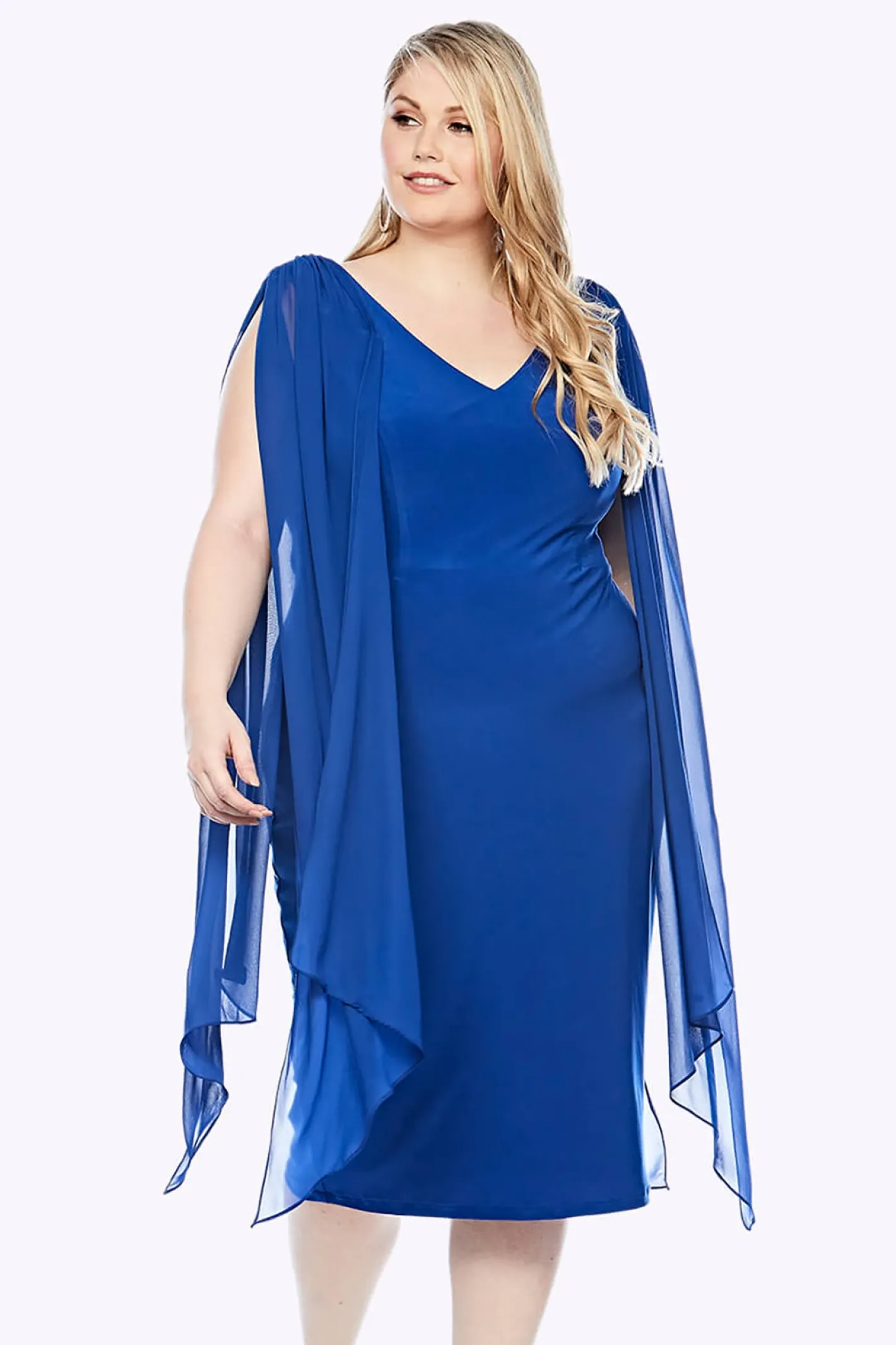 Layla Jones Chiffon Overlay Shoulder Dress - Royal - LJ9 Best