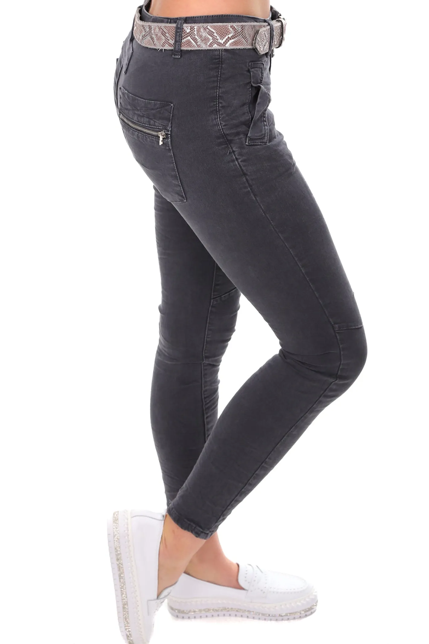 Italian Star Classic Button Jeans - Charcoal - IS10 Clearance