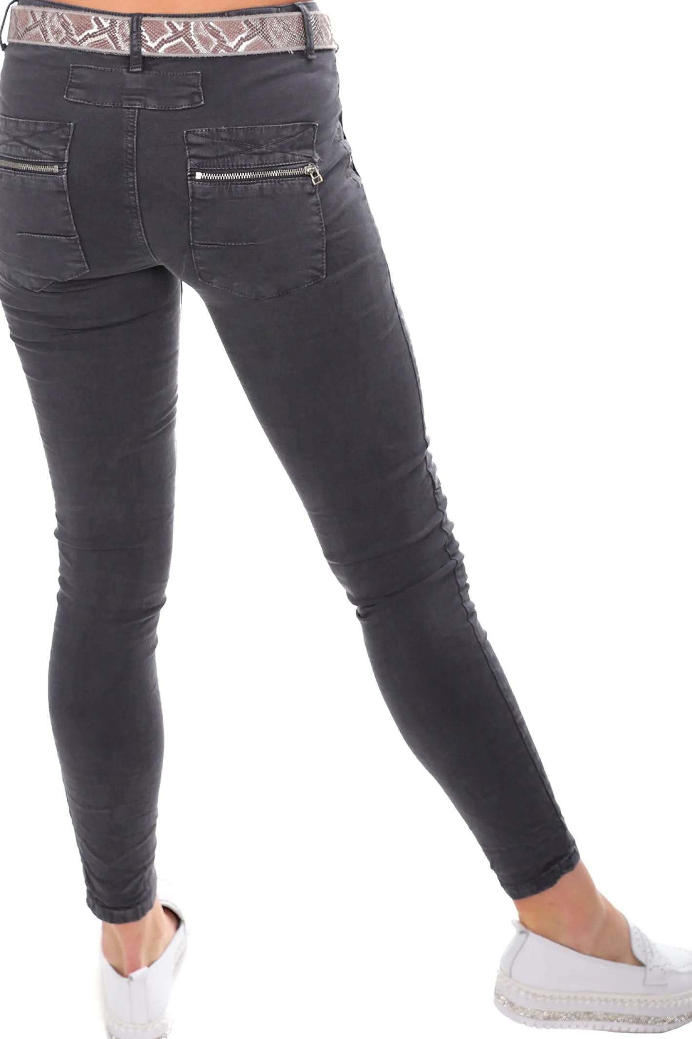 Italian Star Classic Button Jeans - Charcoal - IS10 Clearance
