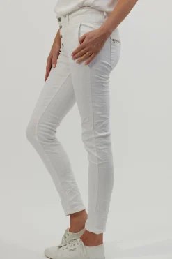 Italian Star Classic Button Jeans - White - IS10 Outlet