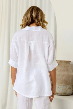 Free Angel Colazione Linen Top - White - FA23 Online