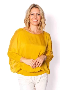 The Italian Closet Constance Silk Batwing Top - Gold - TIC16 Discount