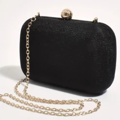 Adorne Ella Woven Structured Clutch - Black - AD5 New