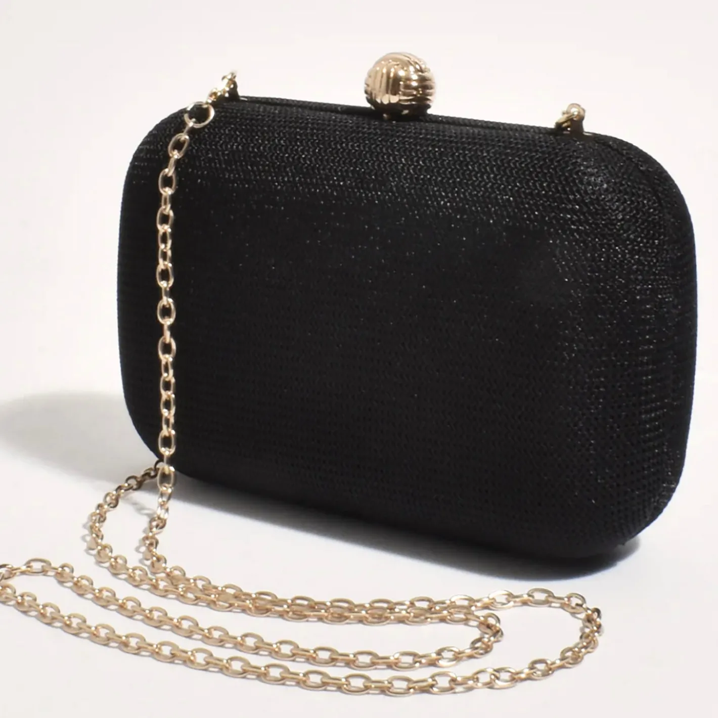 Adorne Ella Woven Structured Clutch - Black - AD5 New