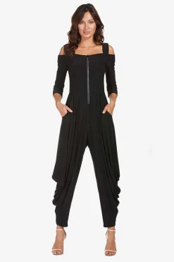 Frank Lyman Embellished Zip Jumpsuit - Black - FL98