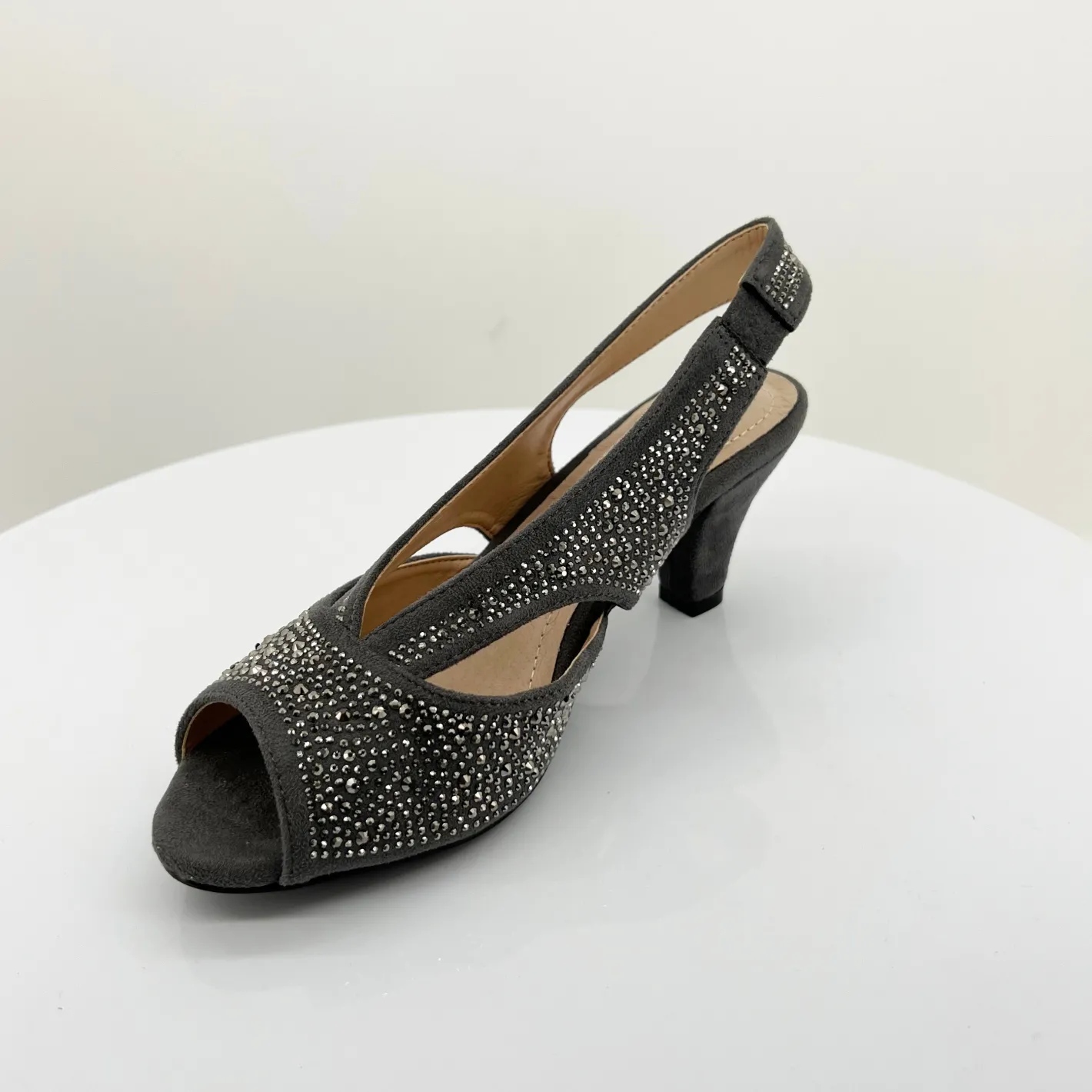 Clarice Emily Shimmer Heel | Grey Micro | C3 Discount