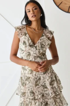 By Rosa Everly Ivory Foral Tiered Dress - BR1 Clearance
