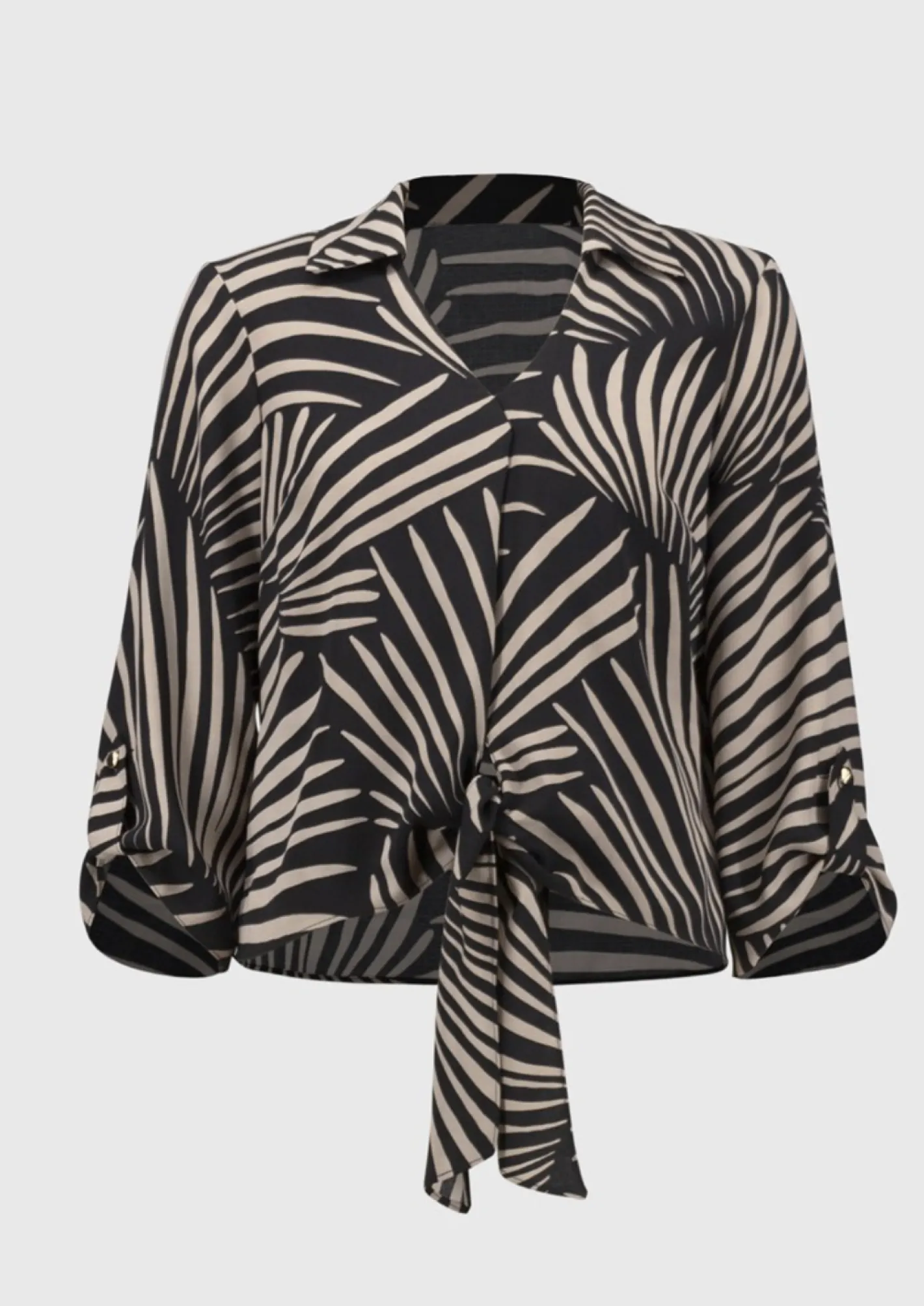 Joseph Ribkoff Gauze Tropical Print Top - Black - JR55