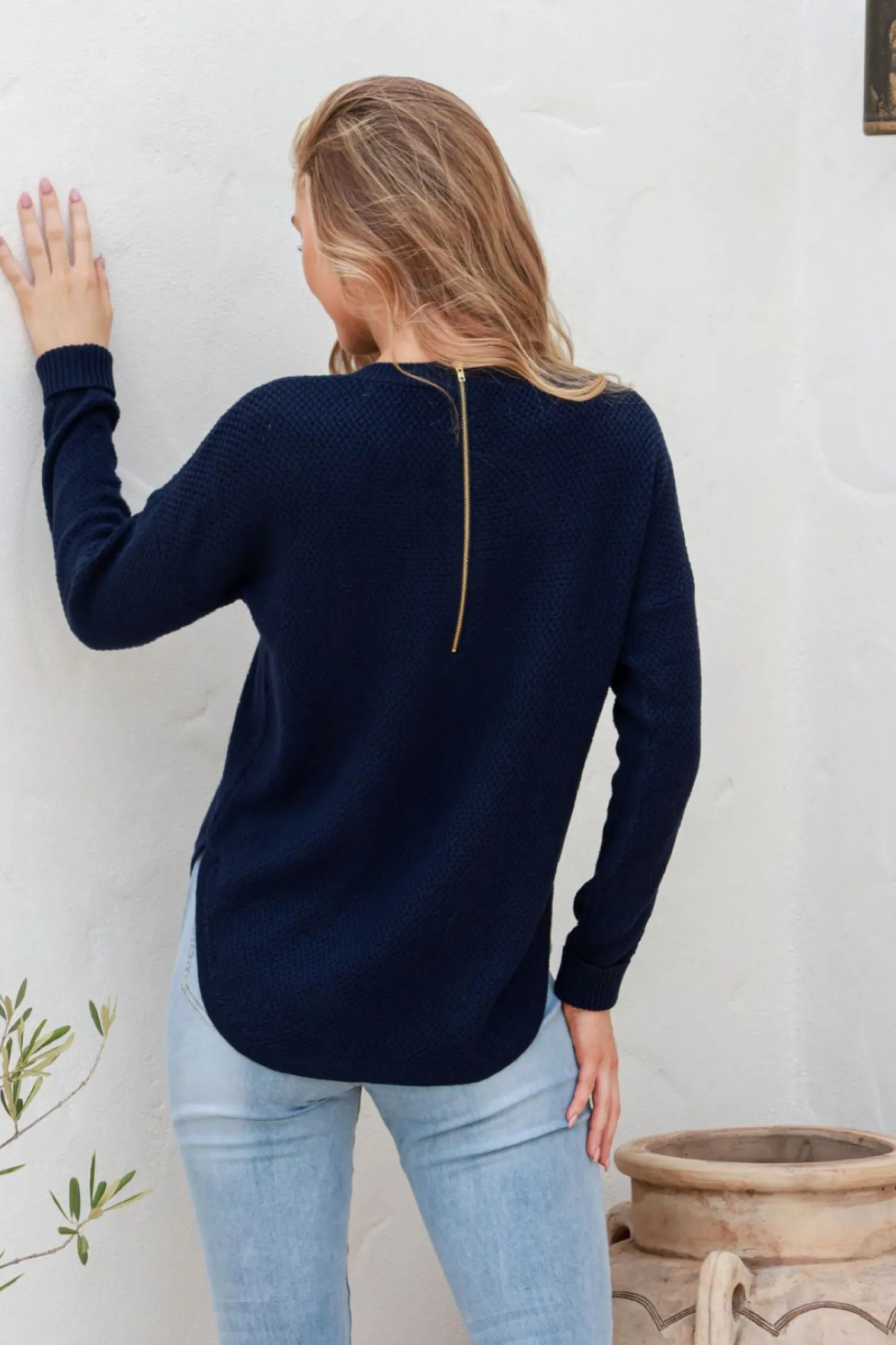 Silence & Noise I'm Famous Zip Knit - Navy - SN15 Online