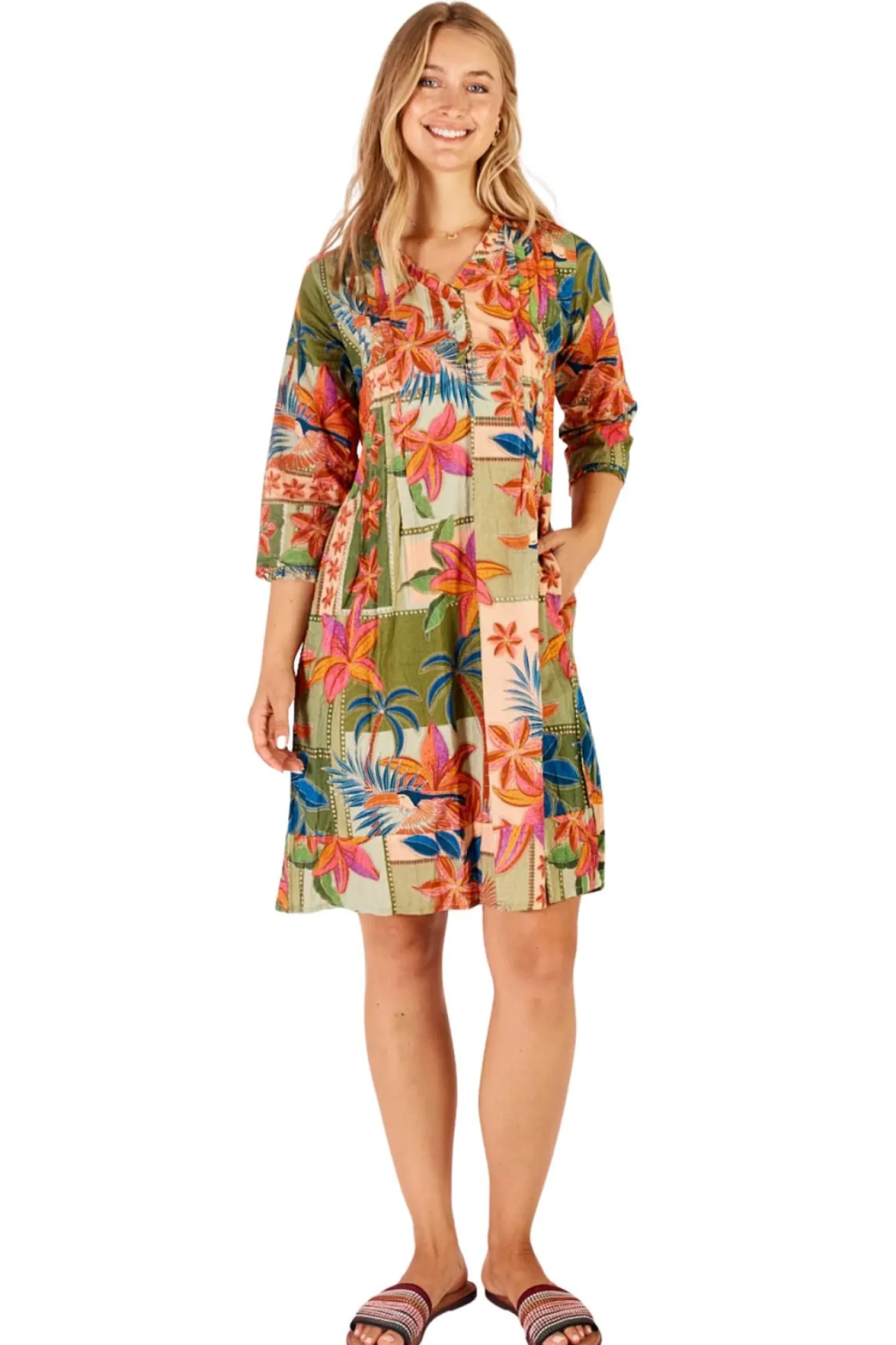 Lula Life Jemma Tuck Dress - Olive - LL28 Outlet