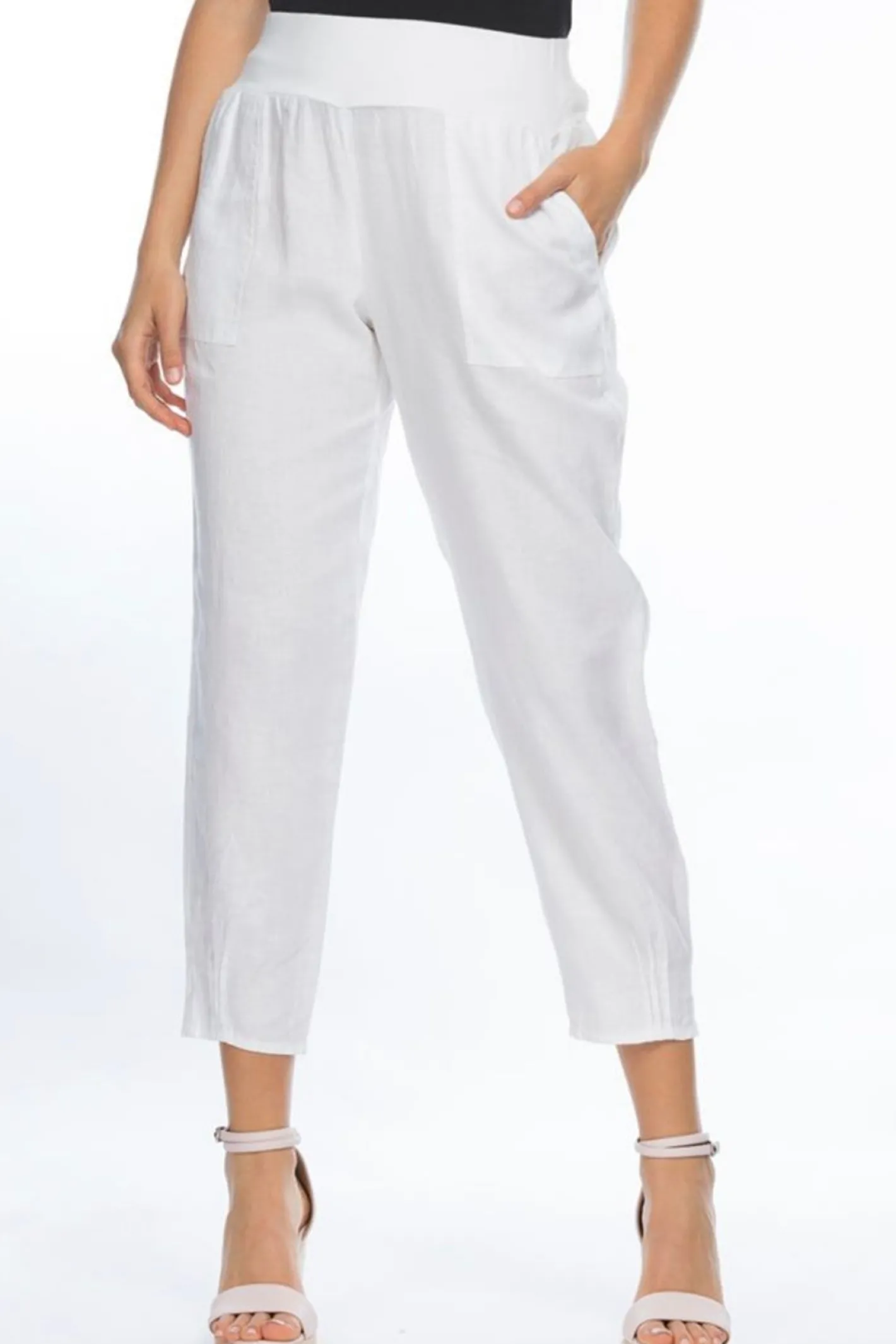Gordon smith Jersey Waist Linen Pants - White - GS3 Discount