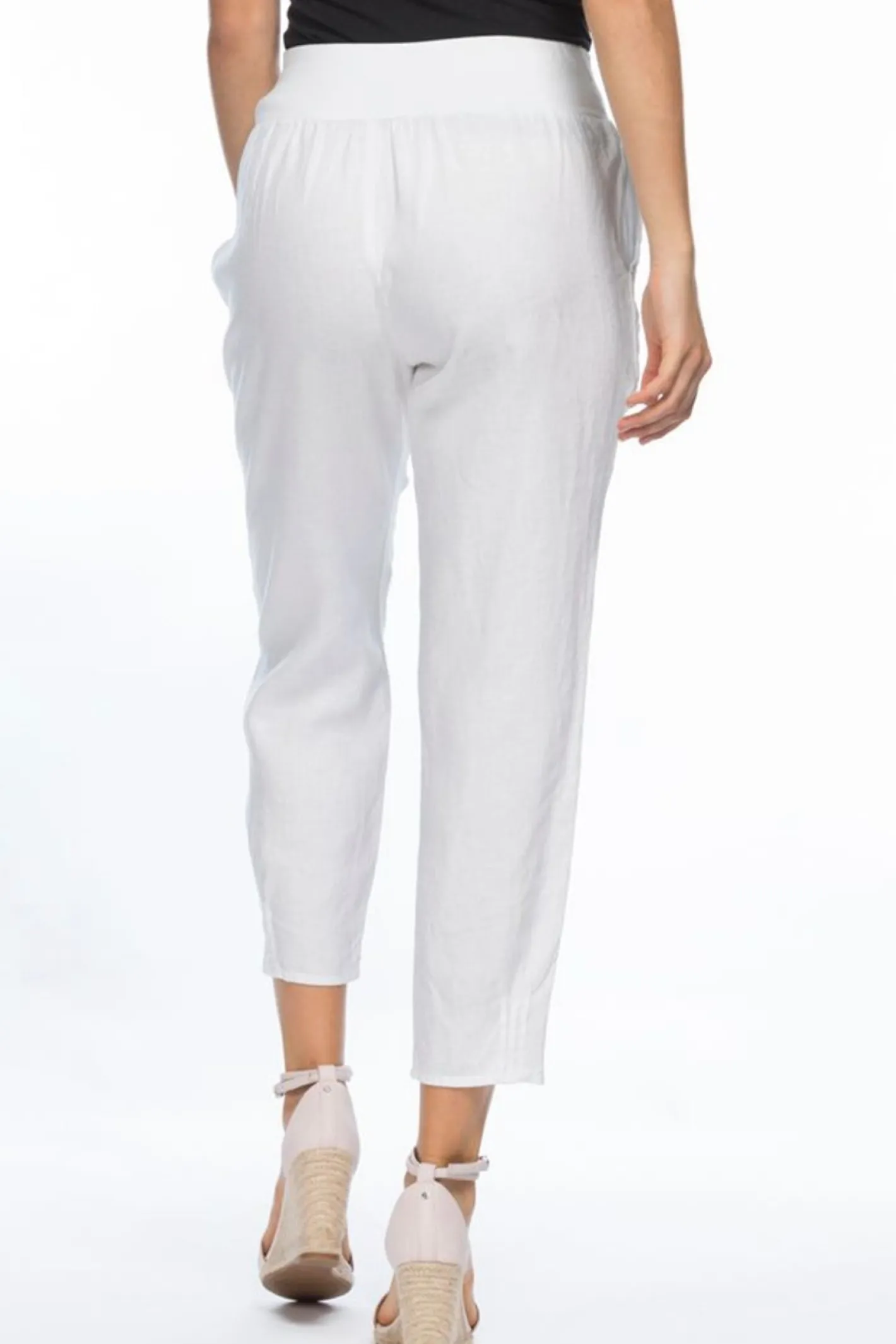 Gordon smith Jersey Waist Linen Pants - White - GS3 Discount