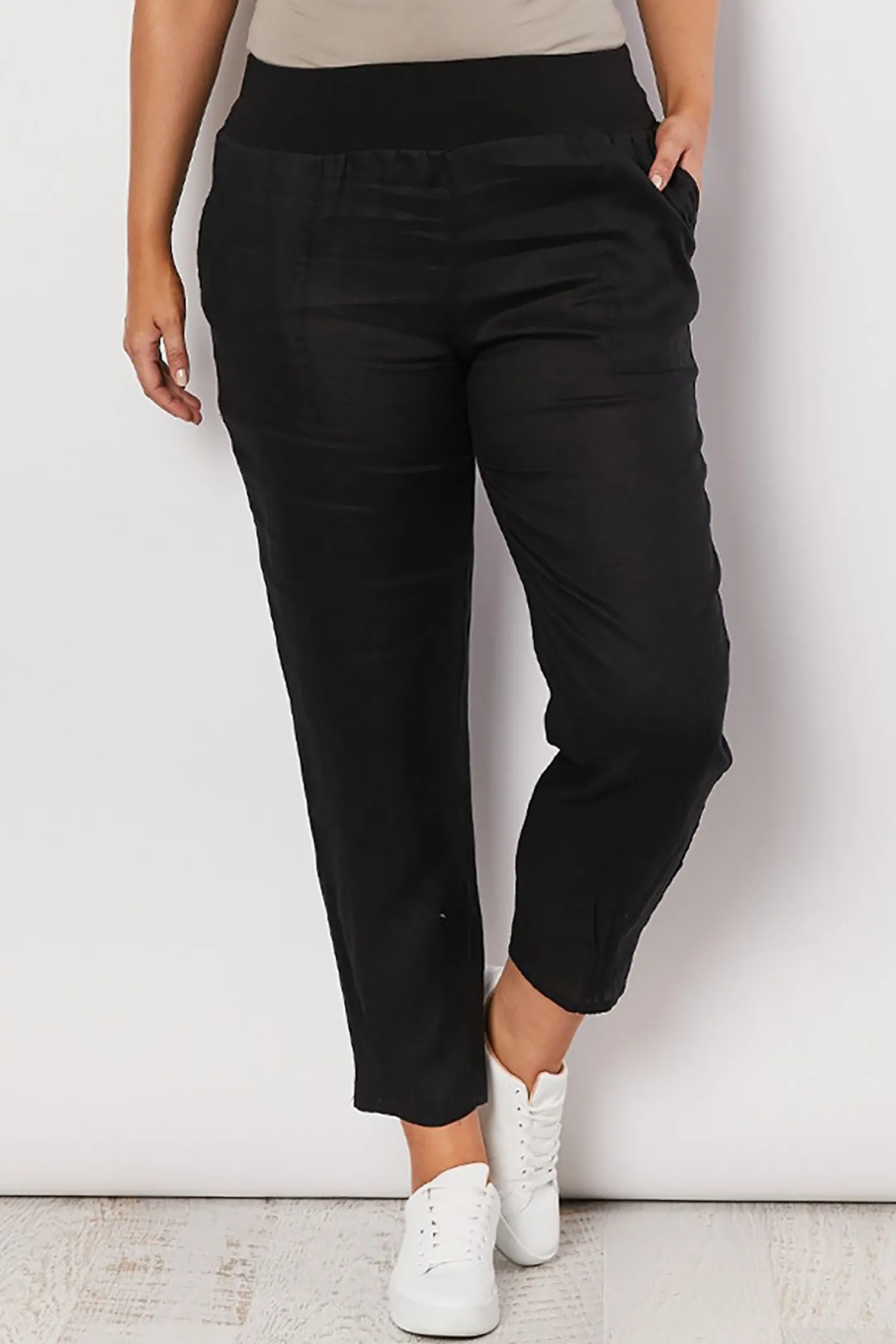 Gordon smith Jersey Waist Linen Pants - Black - GS3