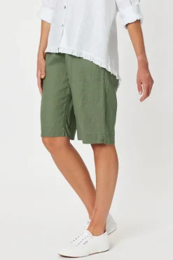 Gordon smith Jersey Waist Linen Shorts - Khaki - GS8 Online