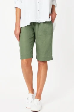 Gordon smith Jersey Waist Linen Shorts - Khaki - GS8 Online