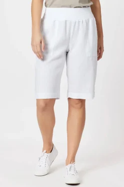 Gordon smith Jersey Waist Linen Shorts - White - GS8 Online