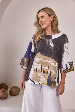 See Saw Kabuki 3/4 Sleeve Top - Print - SS14 New