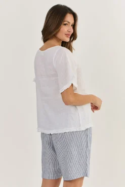 Naturals By O & J Kia Linen Top - White - OJ16