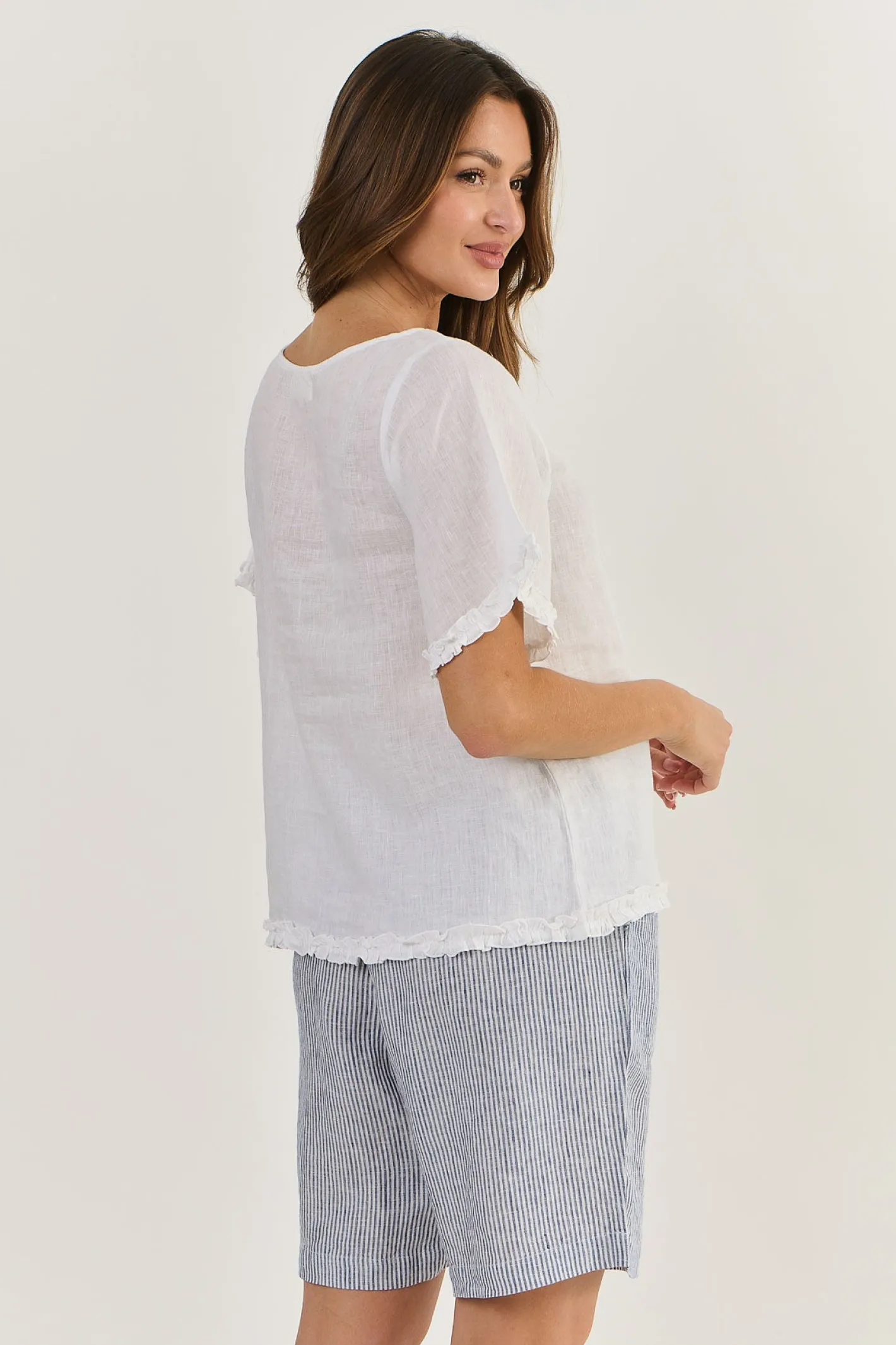 Naturals By O & J Kia Linen Top - White - OJ16