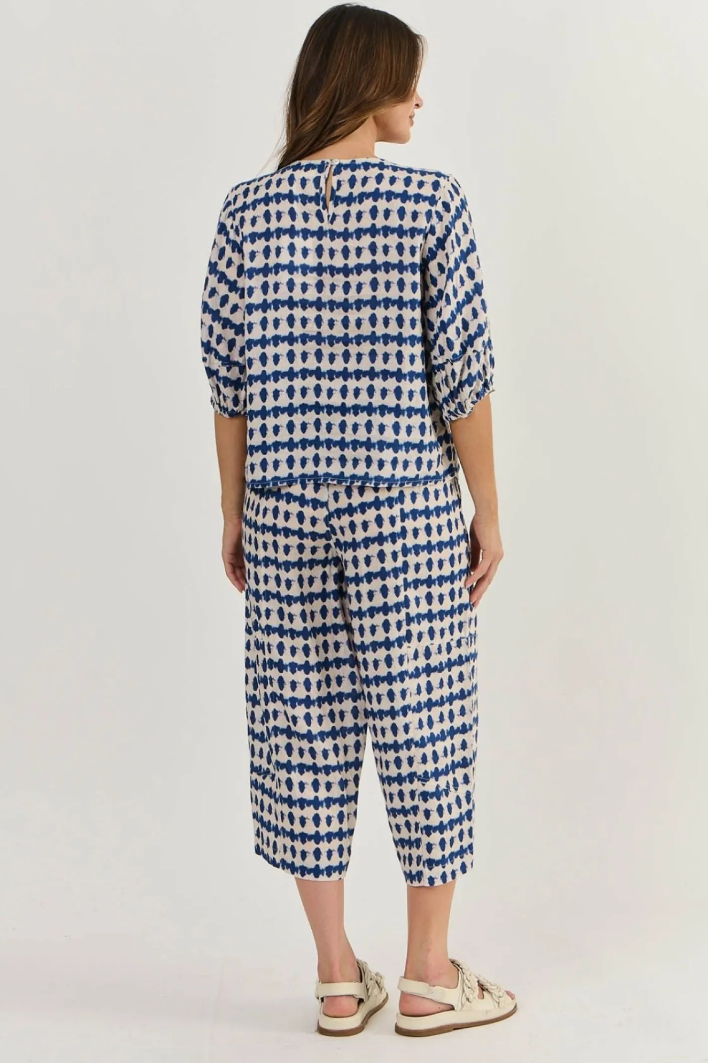 Naturals By O & J Kyleigh Crop Linen Pant - Delta Blot - OJ32 Sale