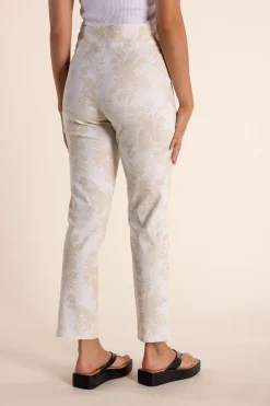 Two-T's Leaf Print Pant - Natural/White - TT24 Online