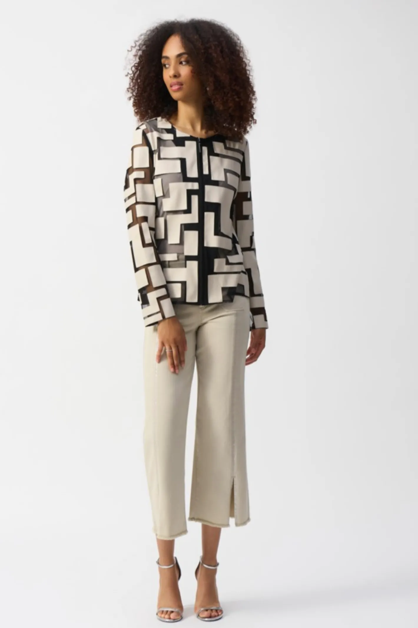 Joseph Ribkoff Leatherette Mesh Jacket - Moonstone - JR50 New