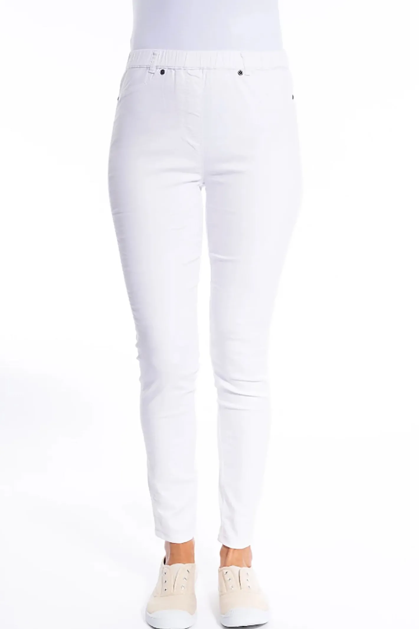 Cafe Latte Linda Pull On Pant - White - CL10