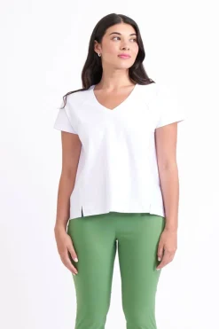 Foil Line Em Up Top - White - F1 Outlet