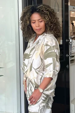Cindy G Lucy Print Top - Khaki/Gold - CG48 Best