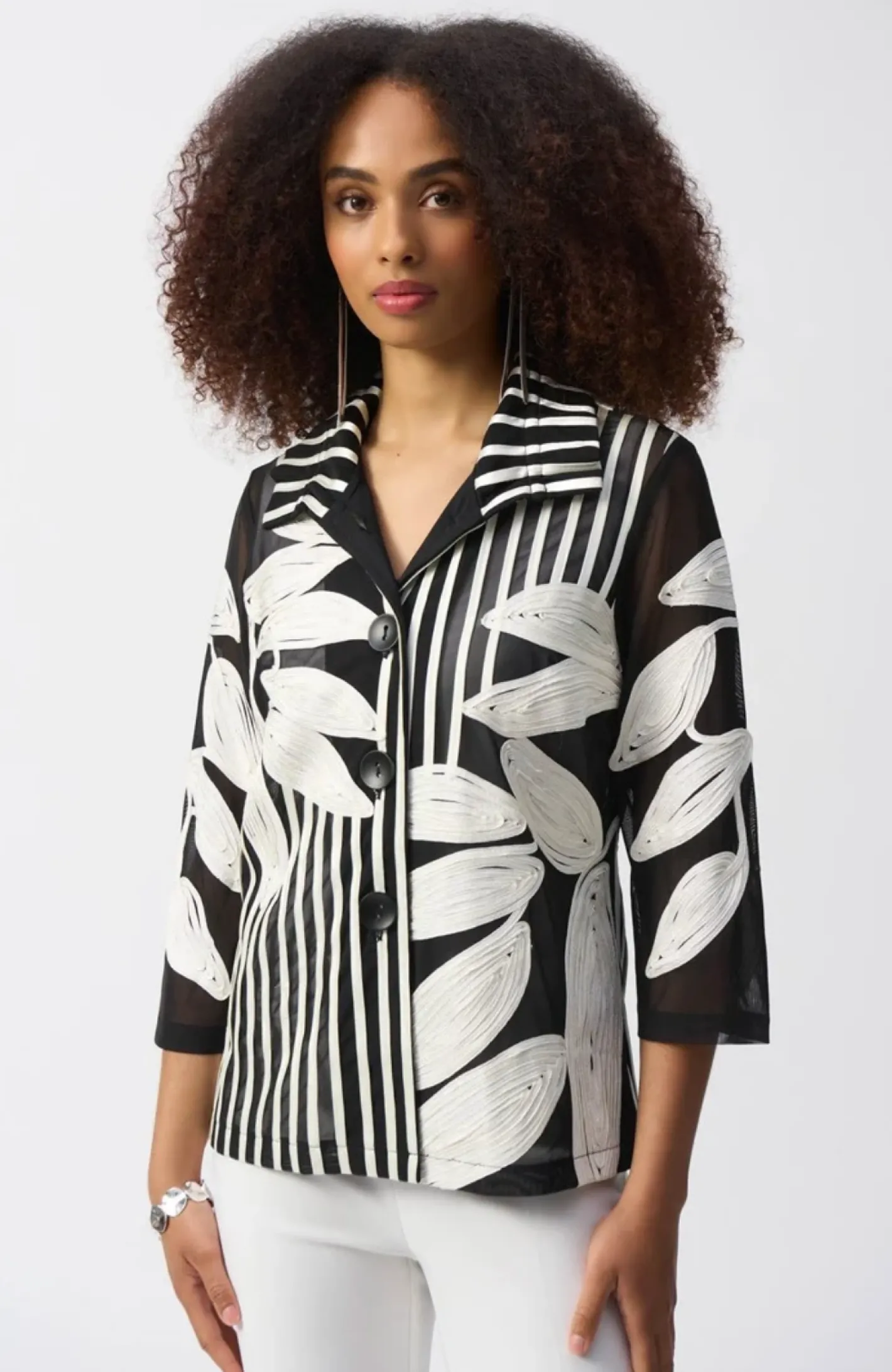 Joseph Ribkoff Mesh and Satin Soutache Jacket - JR67