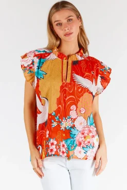 Lula Life Mitzuki Ruffle Top - Red - LL41 Clearance