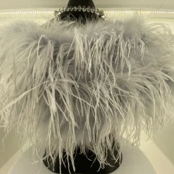 Pizazz Boutique Ostrich Feather Shrug | Light Grey | FI2 New