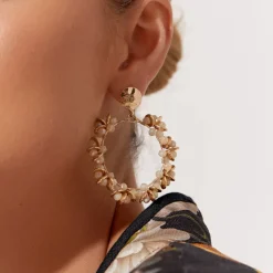 Adorne Pearl Bead Wreath Front Earrings - Gold - AD4