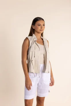 Two-T's Petra Linen Vest - Natural - TT20 Best